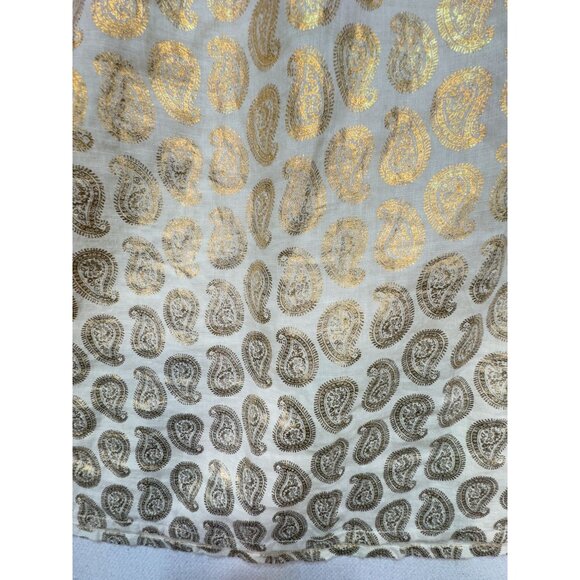 St Tropez Womens Linen West Top Lightweight Size M White Gold Paisley Sleeveless - Picture 9 of 11